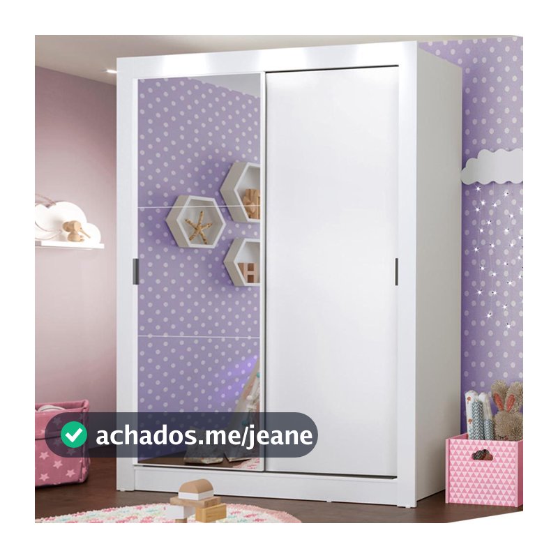 Guarda-Roupa Infantil Madesa Enzo 2 Portas de Correr com Espelho