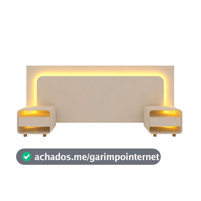 Cabeceira Innova Para Cama Box com 2 Mesas de Cabeceira e com Led Off White - Gelius