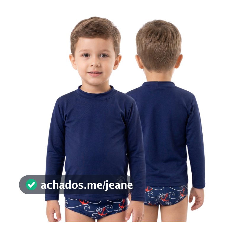 Conjunto Camisa UV azul marinho + sunga  infantil/juvenil praia piscina do 1 ao 16 anos