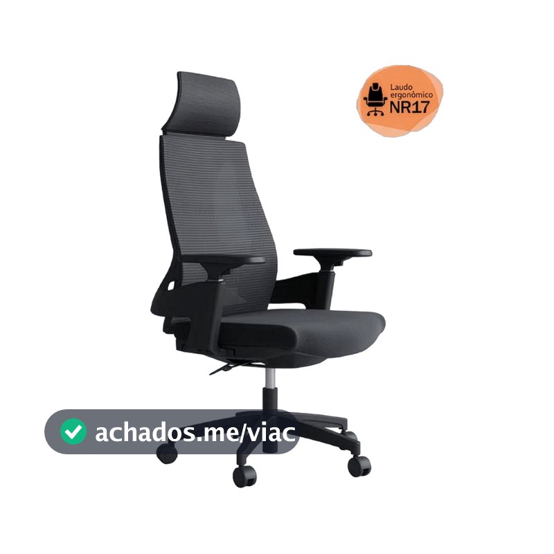 Cadeira de Escritório Presidente Ergonômica Giratória Modelo Toledo Cor Preta Certificada NR17