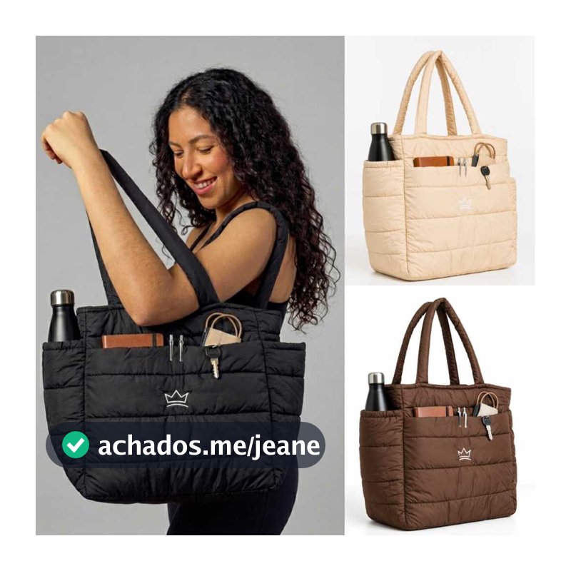 Bolsa Feminina Ombro Alça Grande Puffer Trabalho Maternidade Passeio Tote Universitária Academia Chega Rapido