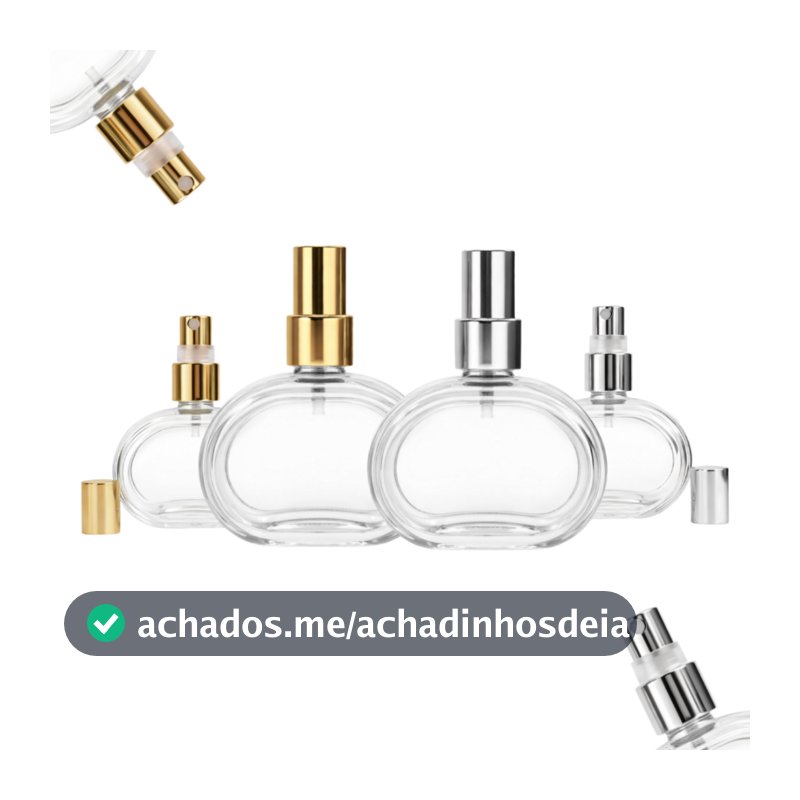 Kit Frascos de Vidro Meia Lua 60ml Kits de 5 a 20 Perfume Rosca 18 com Spray Vidro Perfume Atacado