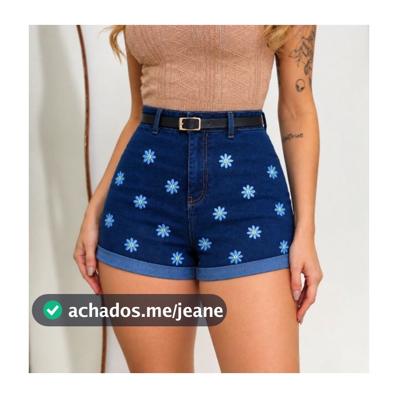 SHORT JEANS FEMININO CINTURA ALTA COM ELASTANO-BOTÃO ENCAPADO-ENVIO IMEDIATO