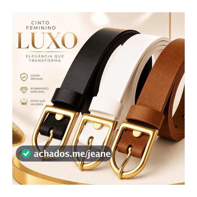 Kit 3 Cintos Feminino de couro elegante  premium _ Fivela Dourada  plus size sinto alto padrão- sintetico