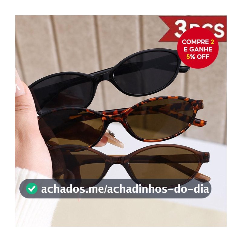Três Óculos De Sol Ovais UV400 Vintage Para Mulheres E Homens-Armação Pequena De Luxo De Designer