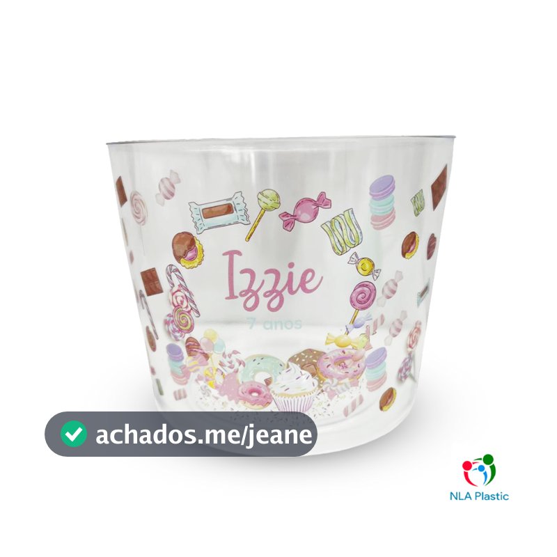 Kit 5 10 20 Balde de Pipoca 1,5L Acrílico Transparente Personalizado Ideal Para Festas e Brindes