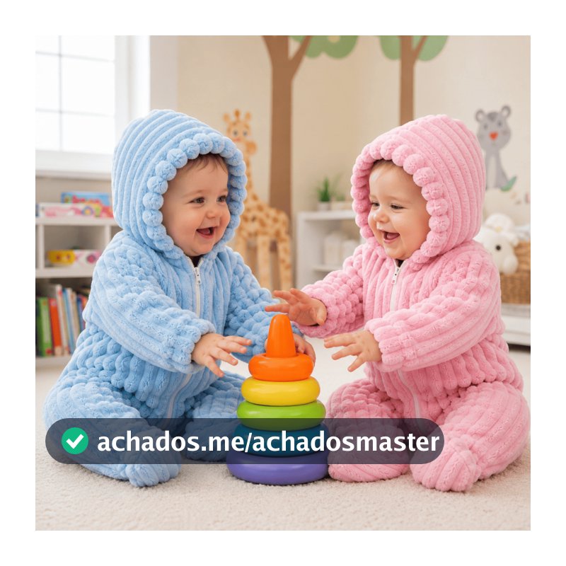 Macacão Bebê Canelado Menina Menino Confortável Com Touca Para O Frio 0 a 12 Meses Inverno