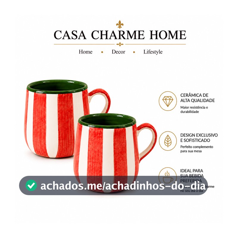 Kit Canecas de Cerâmica Pintada a Mão Café Cappuccino Chá Artesanal Natal
