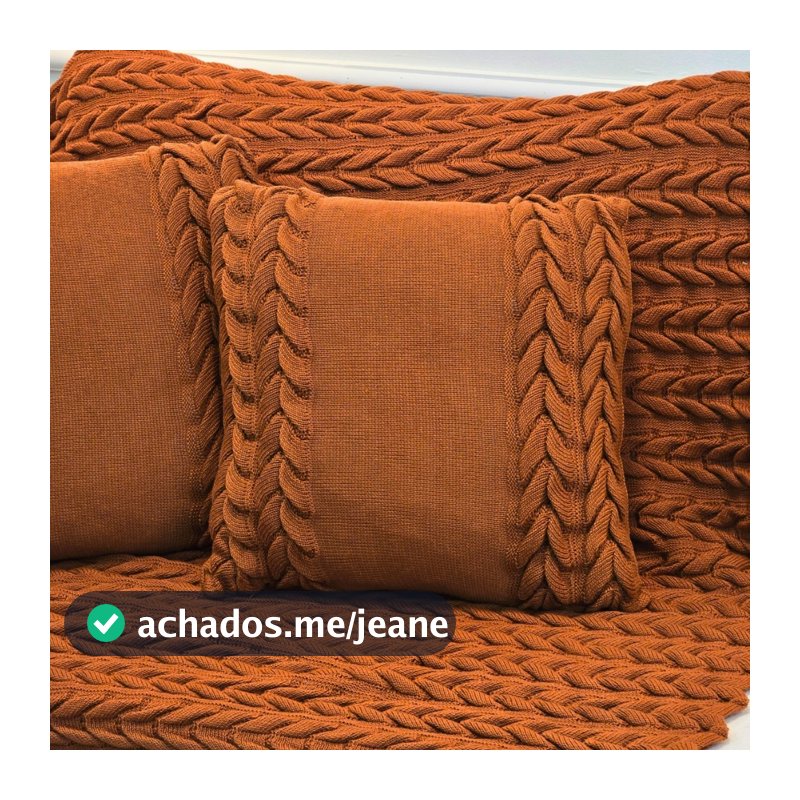Kit Manta de Tricot Sofá Poltrona 150x100cm Aconchego Decor Sala +  2 Capas de Almofadas 45X45cm