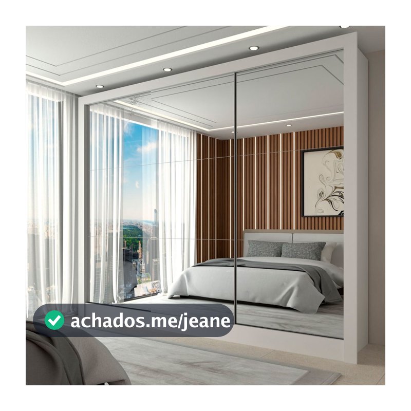 Guarda-Roupa Casal Giulia 3 Portas de Correr 3 Gavetas com Espelho