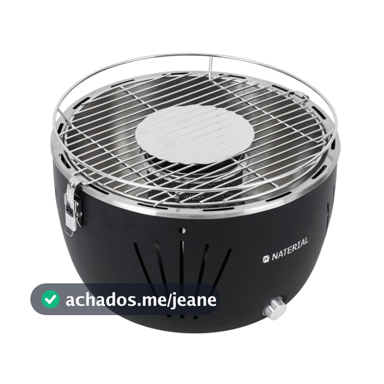 Churrasqueira Portátil a Carvão 23x35cm Table Grill Preto Naterial