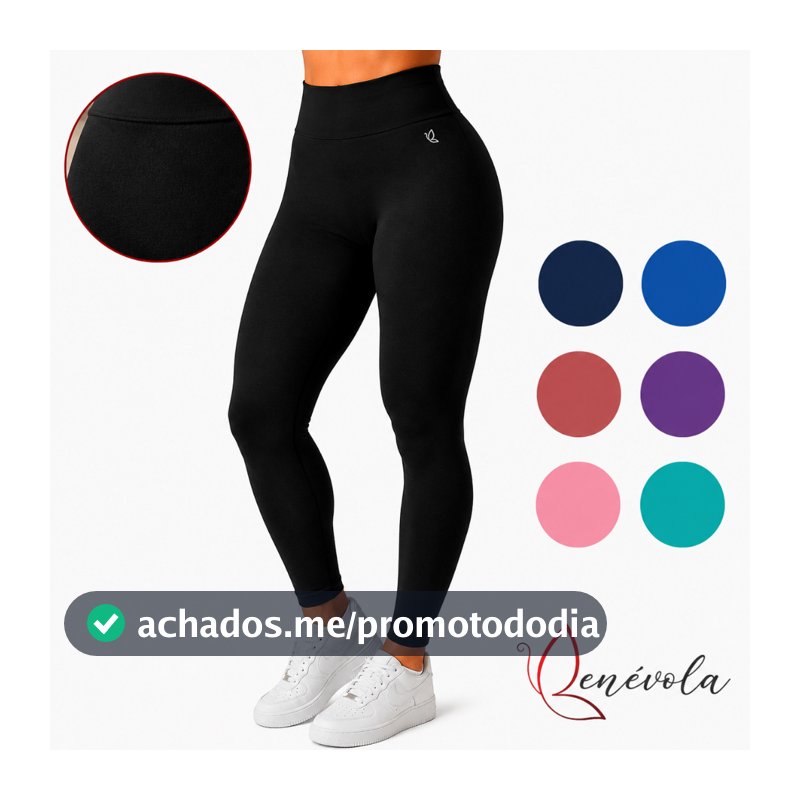Calça Legging Feminina Benévola Poliamida Sem Costura Grossa Cintura Alta Zero Transparência Fitness