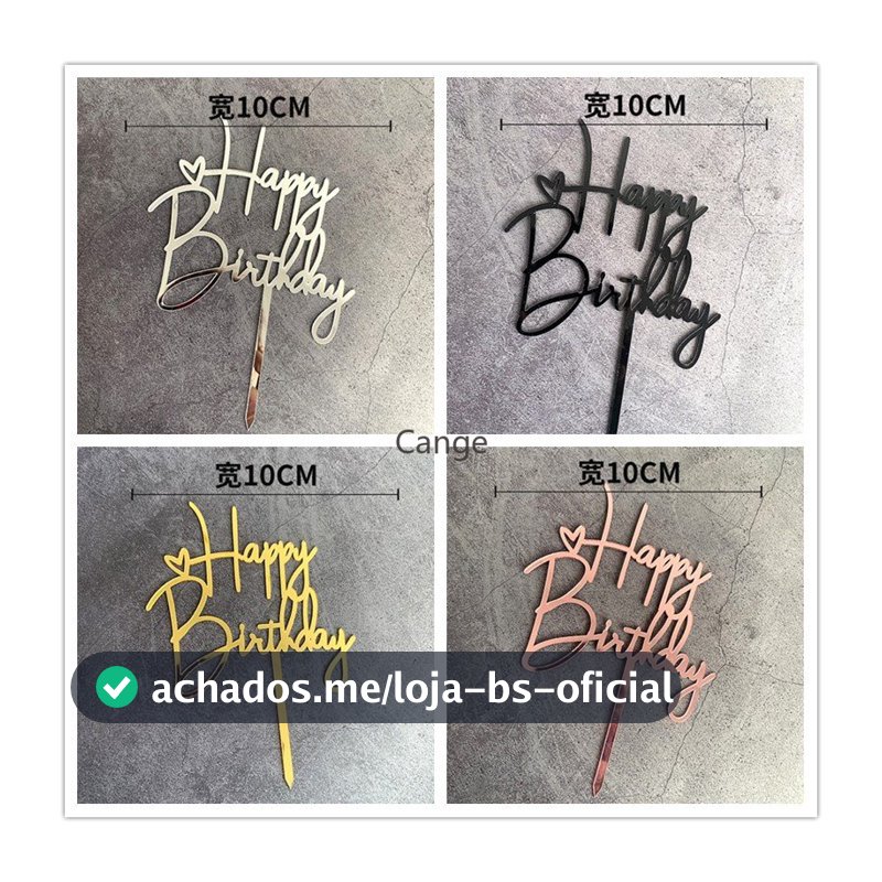 10 Unidades/Conjunto Acrílico Feliz Aniversário Bolo Topper Decoração De Festa