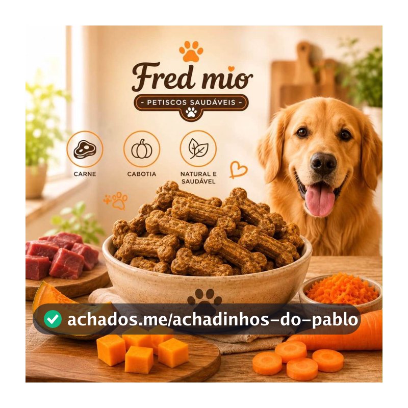 Petisco Natural Para Cachorro Fred Mio Carne E Cabotiá 95g Petisco Saudável Artesanal Sem Conservantes