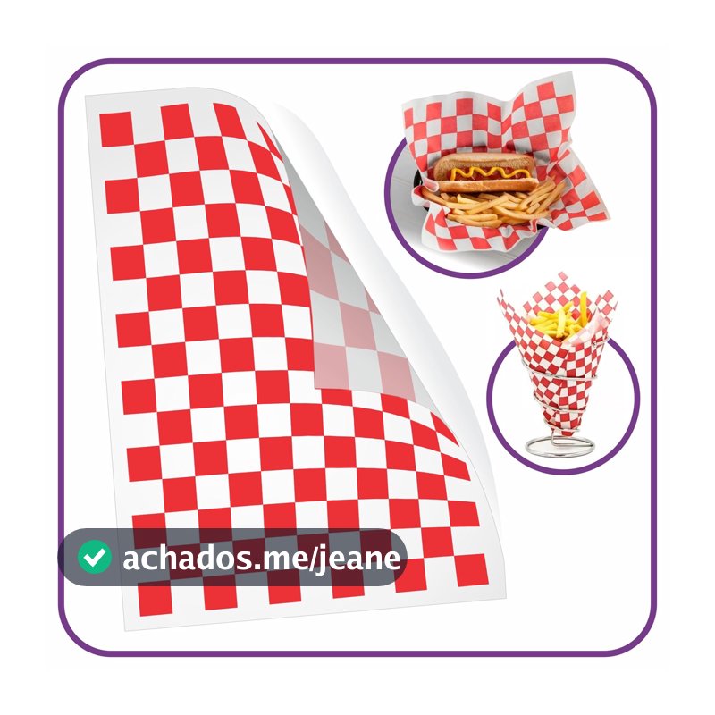 Papel Acoplado - Quadriculado Vermelho - (500 Unidades)