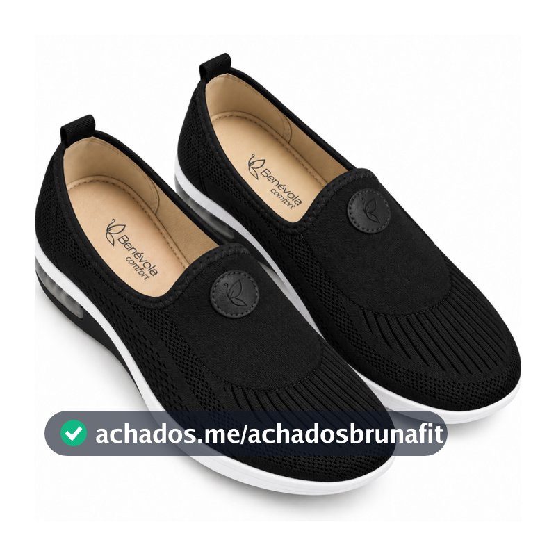 Tênis Ortopédico Feminino Ultra Conforto Benévola Knit Slip On Calce Fácil Esporão Fascite Plantar