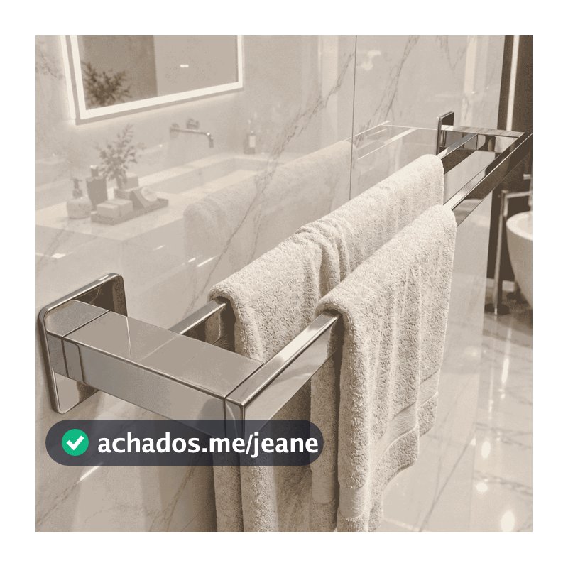 Porta Toalha Duplo 70cm Inox 304 Toalheiro Duplo para Banheiro Suporte Para Toalha de Banho Infinity