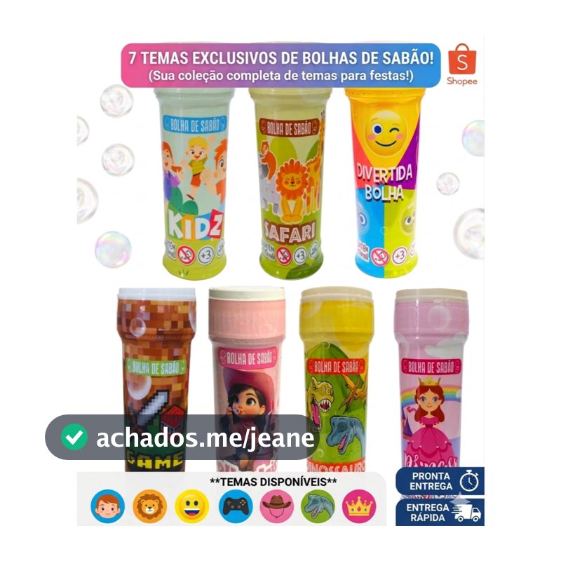 Kit 10/15/20/25/30 Bolhas de Sabão 60ml Escolha seu TEMA | Lembrancinha Festa Infantil prenda junina dia das crianças