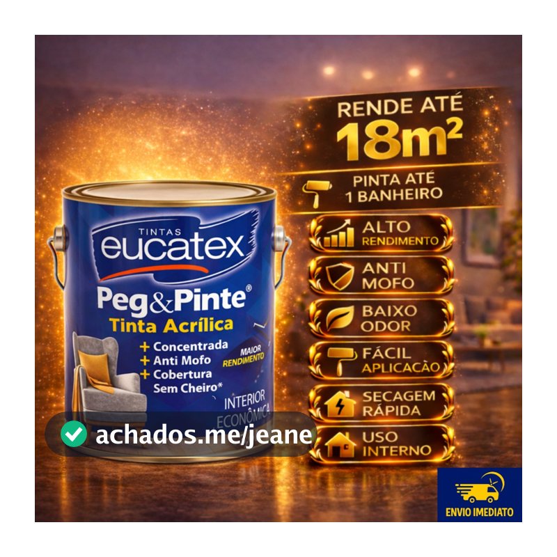 Tinta para Parede Interna Anti Mofo Acrílica Sem Cheiro 3,6 Litros Peg e Pinte Eucatex