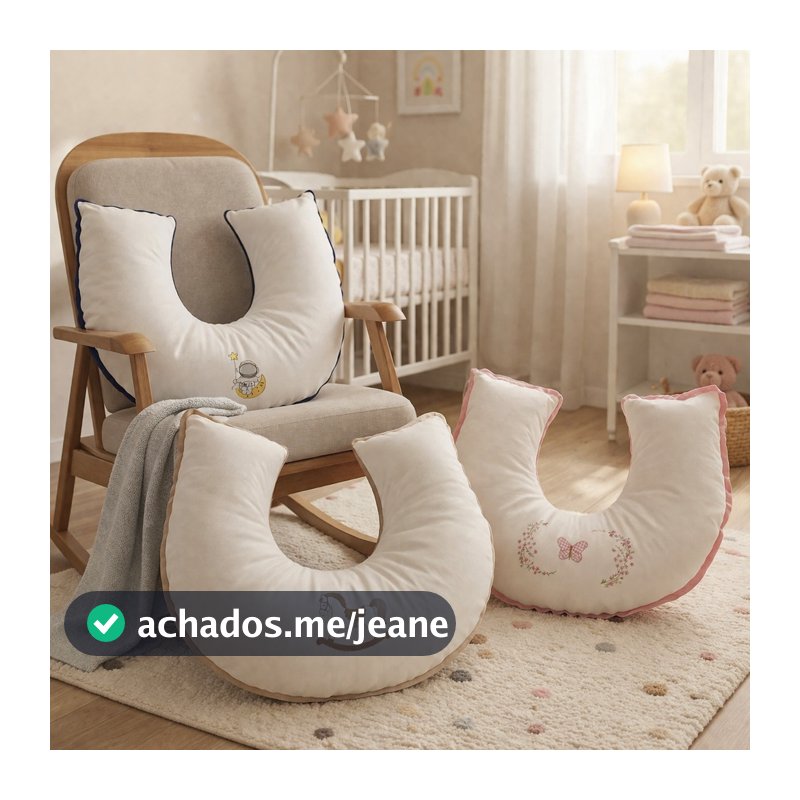 Almofada Amamentação Reversível Tecido 100% Algodão Enchimento Silicone com Zíper