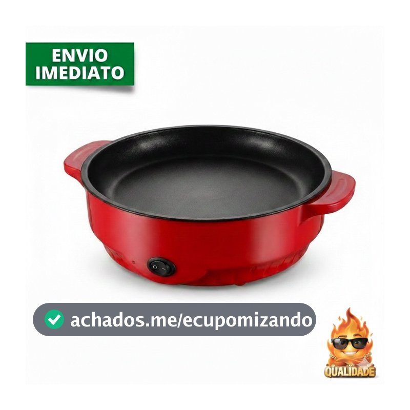 Frigideira Elétrica Grill Multifuncional Antiaderente Chapa Assadeira 110V e 220V