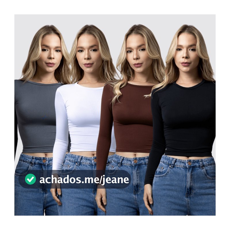 Kit 4 Blusa Feminina Manga Longa de Compressão - Blusinha Manga Comprida - Ajuste Perfeito Baby Tee