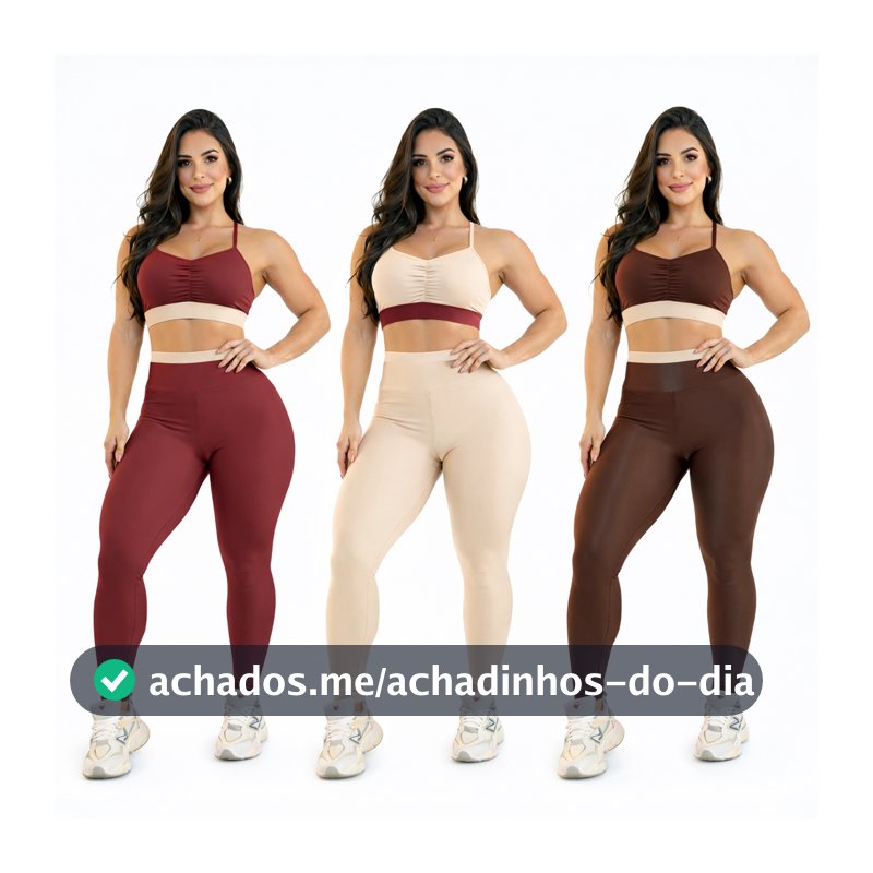 Conjunto Fitness Feminino Academia Bicolor Top e Legging Tecido Conforto Premium