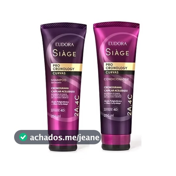 Kit Eudora Siàge Pro Cronology Curvas Shampoo 250ml + Condicionador 250ml
