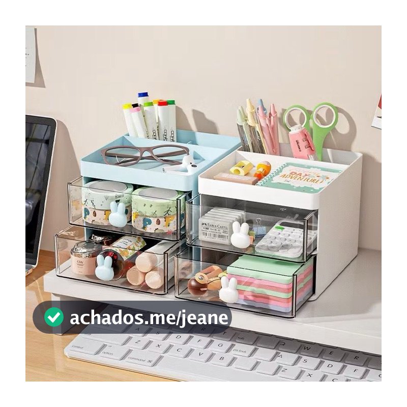 Porta Organizador De Mesa Coelhos Fofo Gaveta Treco Maquiagem De Mesa Pequeno Multifuncional Estilo Minimalista