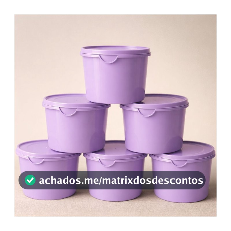 Kit 6 Potes Herméticos de Plástico com Tampa – Empilháveis e Ultra Resistentes para Alimentos