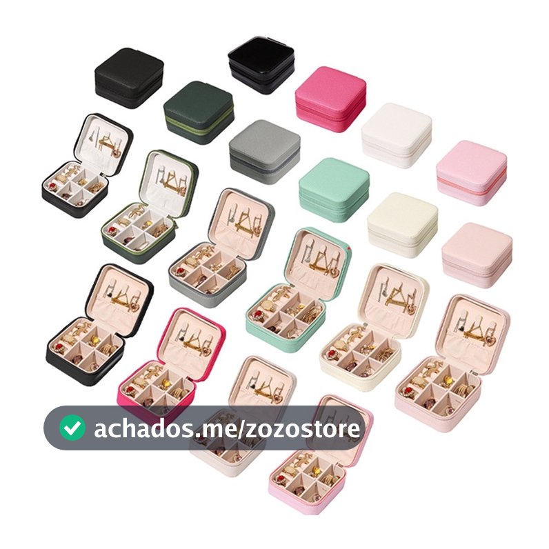 KIT 20-40-80 Caixa De Joias Portátil Organizador Expositor De Jóias Viagem Caixas Botão Armazenamento Em Couro Com Zíper