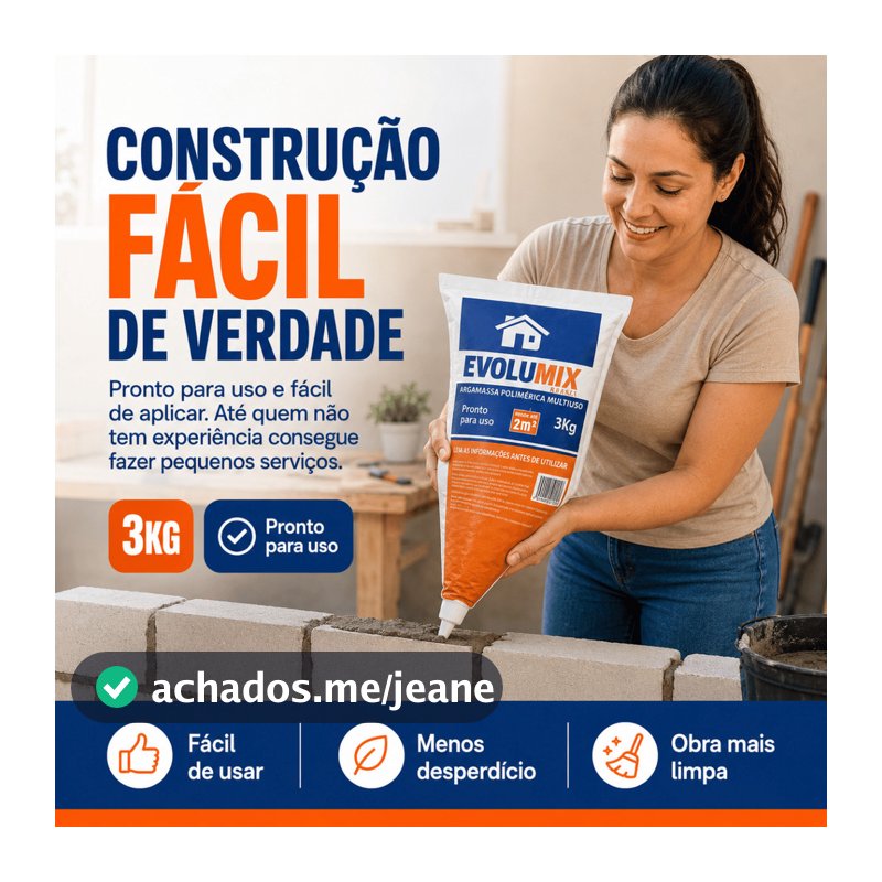 Argamassa Polimérica 3kg Pronta Uso Substitui Cimento Areia Massa Tradicional Obra
