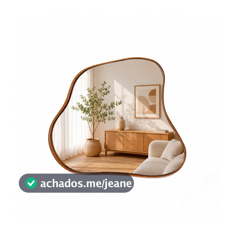 Espelho Slim Cinamomo Orgânico Moldura Amadeirada Assimétrico 40x45 Quarto Sala Escritório Banheiro