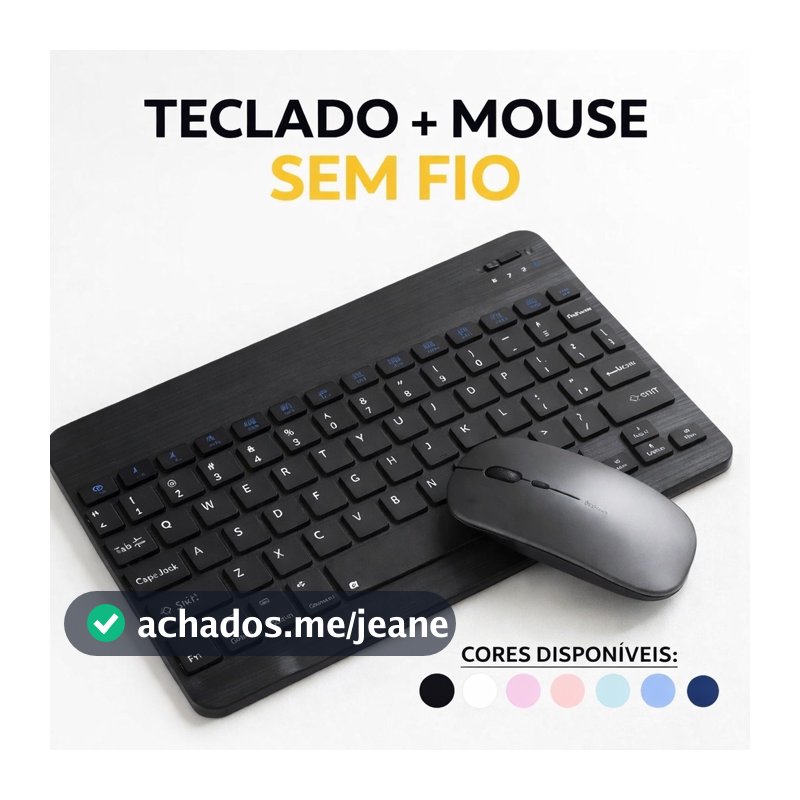 Kit Teclado e Mouse Sem Fio Bluetooth Ultrafino Portátil Recarregável Celular Notebook Computador