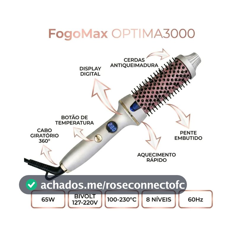 Modelador de cabelo com Escova Secadora Alisadora Eletrica 3 Em 1 Bivolt Alisa Modela Com Led Anti Friz
