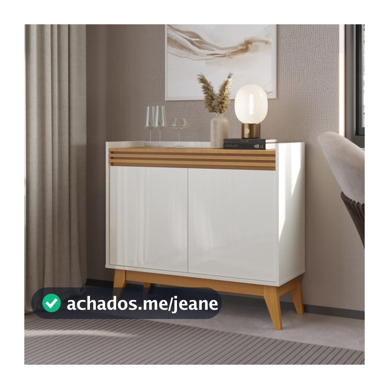 Buffet Aparador Ripado 2 Portas com Pés de MDF Astúrias 92cm