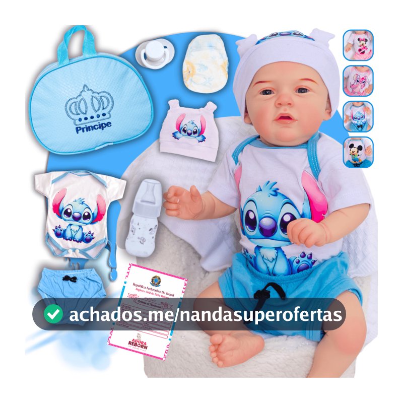 Bebê Reborn Menino Original Stitch Realista Silicone Com Bolsa Maternidade Envio Imediato - Variações