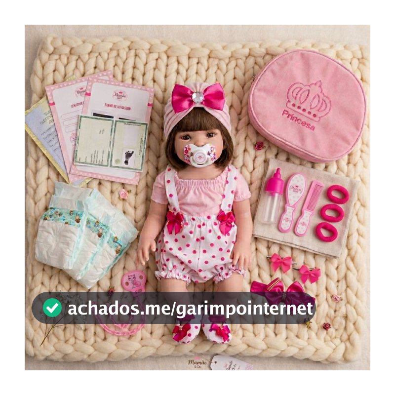 Kit Boneca Bebê Reborn 48cm Vinil Siliconado Com Bolsa Fraldas Mamadeira Chupeta E Acessórios