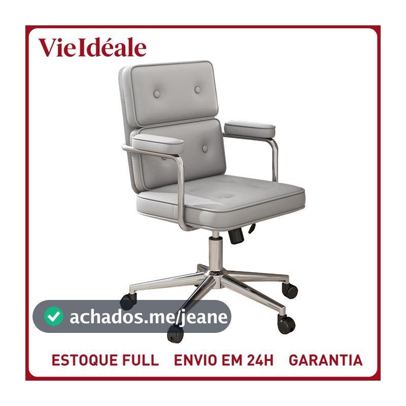 Nova Cadeira De Escritório Ergonômica Giratória Couro Retrô De Alto Luxo Lazer Retrô Conforto