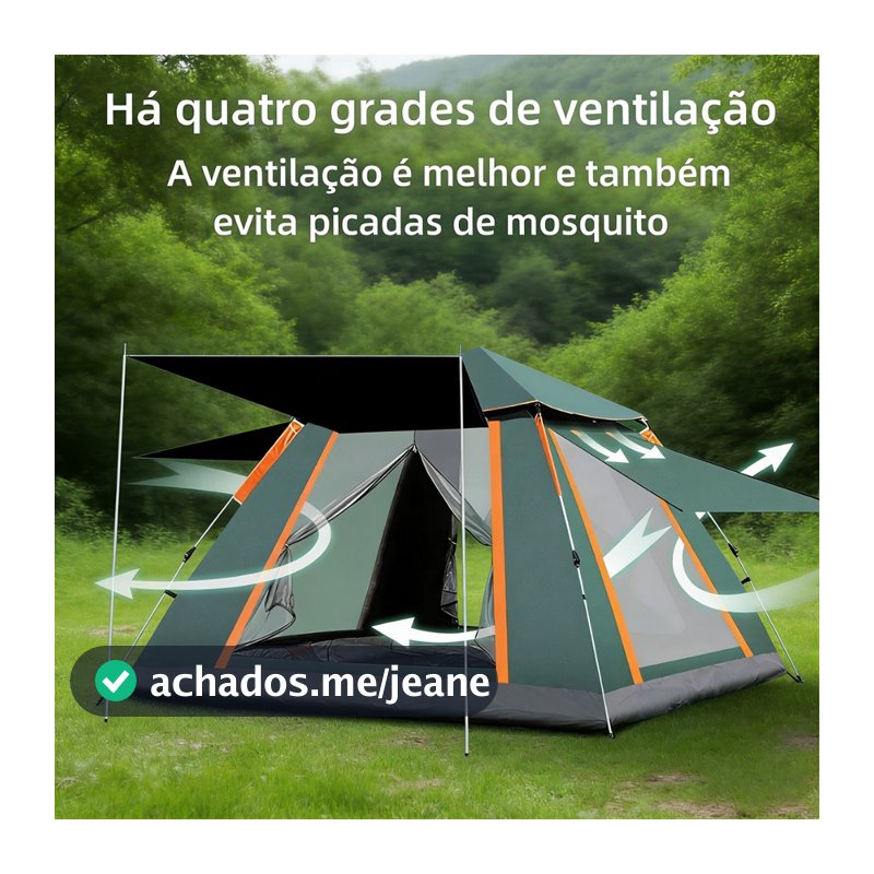 Barraca Camping Familiar 4-5 Pessoas Automática Grande Com Toldo E Tela Mosquiteiro