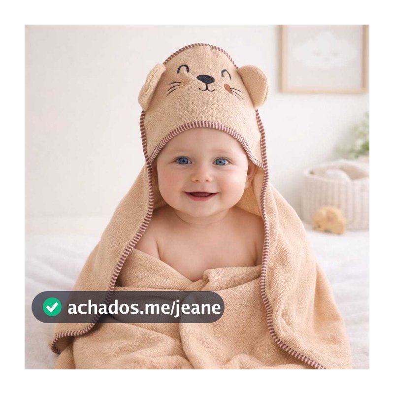Toalha de Banho Bebê com Capuz Ursinho Super Macia Soft Antialérgica Enxoval Bebê