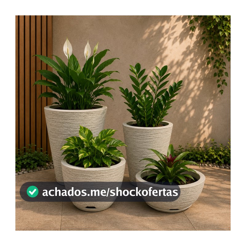 Kit 04 Vasos para Planta Flor Casa Jardim Varanda Coluna Redonda N1 N2 Bojo N1 + Bacia N1 com prato