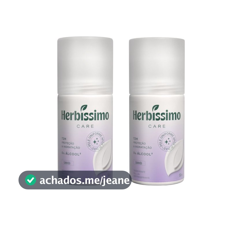 Kit Desodorante Roll-On Antitranspirante Herbíssimo Care Lavanda 50ml (2 unidades)