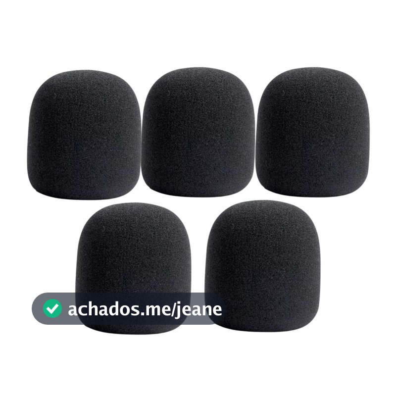 Kit 5 Espumas Protetora Universal Para Microfone - Condensador Pop - Modelo SM58 - Com e Sem Fio - PRETAS