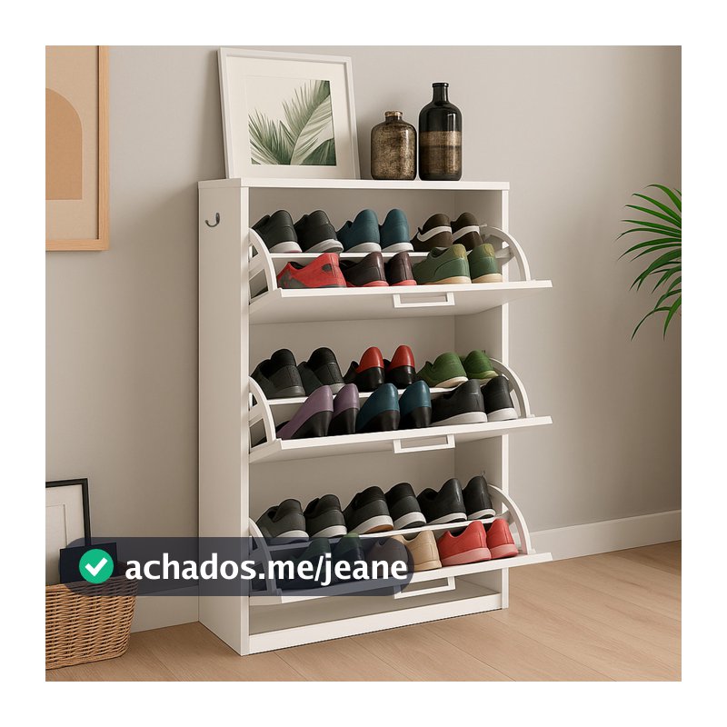 Sapateira 3 Portas MDP com Prateleiras – Para Até 20 Pares de Calçados