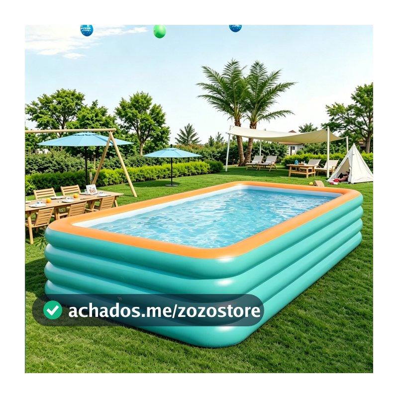 Piscina inflável azul de PVC, grande capacidade, portátil e dobrável – reforçada para áreas internas e externas.