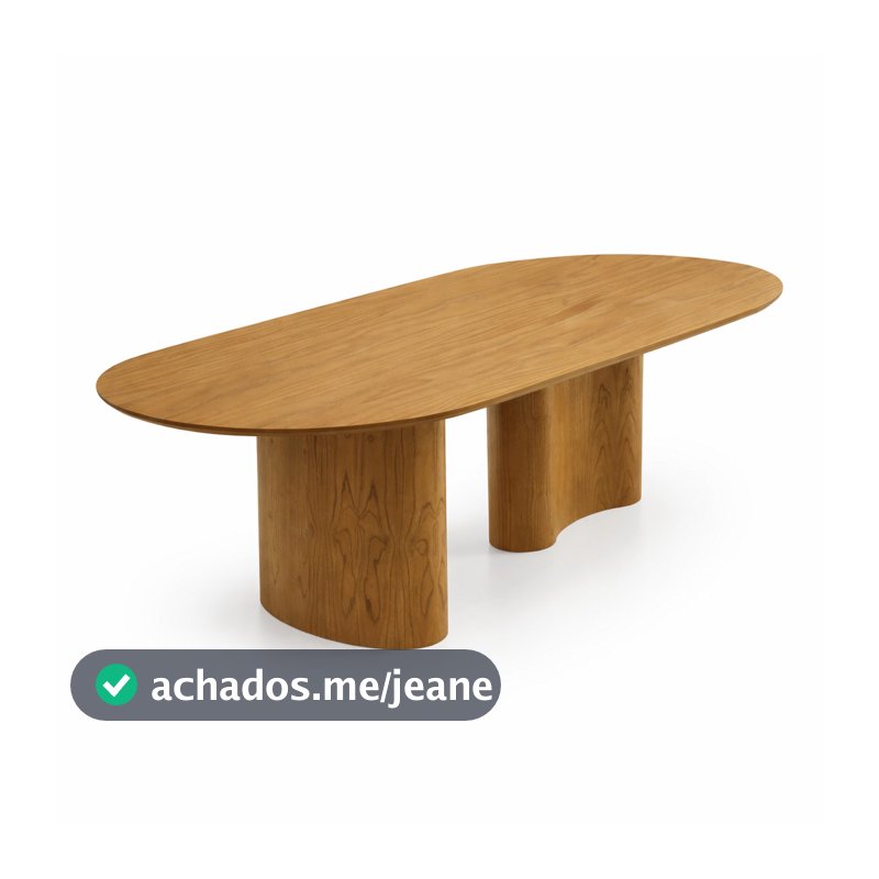 Mesa De Jantar Savana Tampo Oval Orgânico Laminado 180cm Madeira Natural Sala De Jantar Área Gourmet