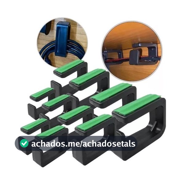 Kit com 10 Organizador de Cabos / Passa Fio para Mesa Escritorio Sala