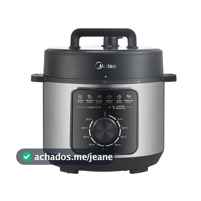 Panela de Pressão Elétrica Midea 4L 127V Mecânica Preta/Inox PPM41 Multifuncional Segurança Total