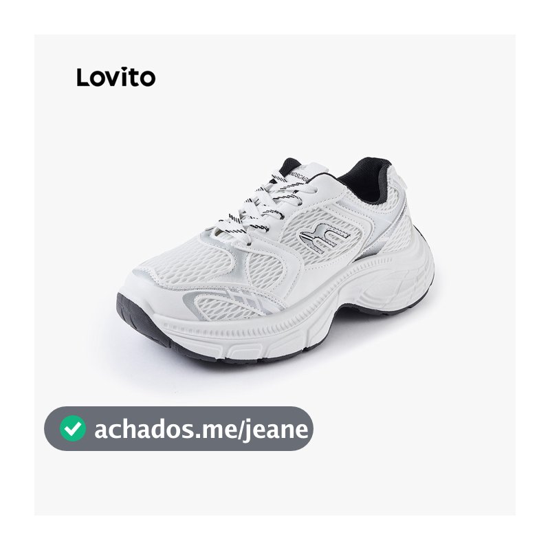 Lovito Tênis Casuais Para Uso Diário Caminhadas Ao Ar Livre Moda Coreana Minimalista Sola Grossa Tênis Brancos Para Mulheres FB121SNFX040